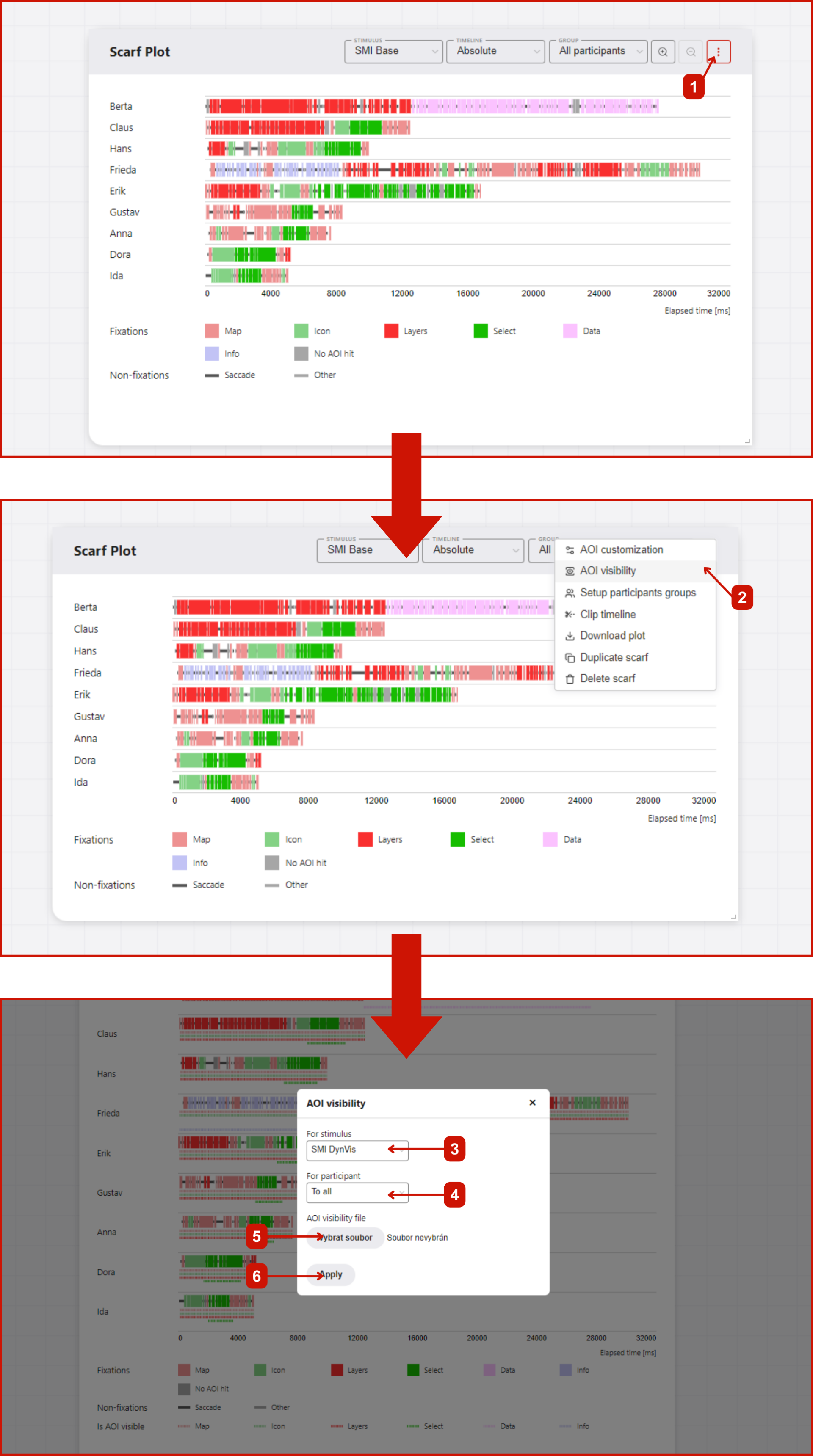 Steps for adding dynamic AOI visibility data to the GazePlotter workplace